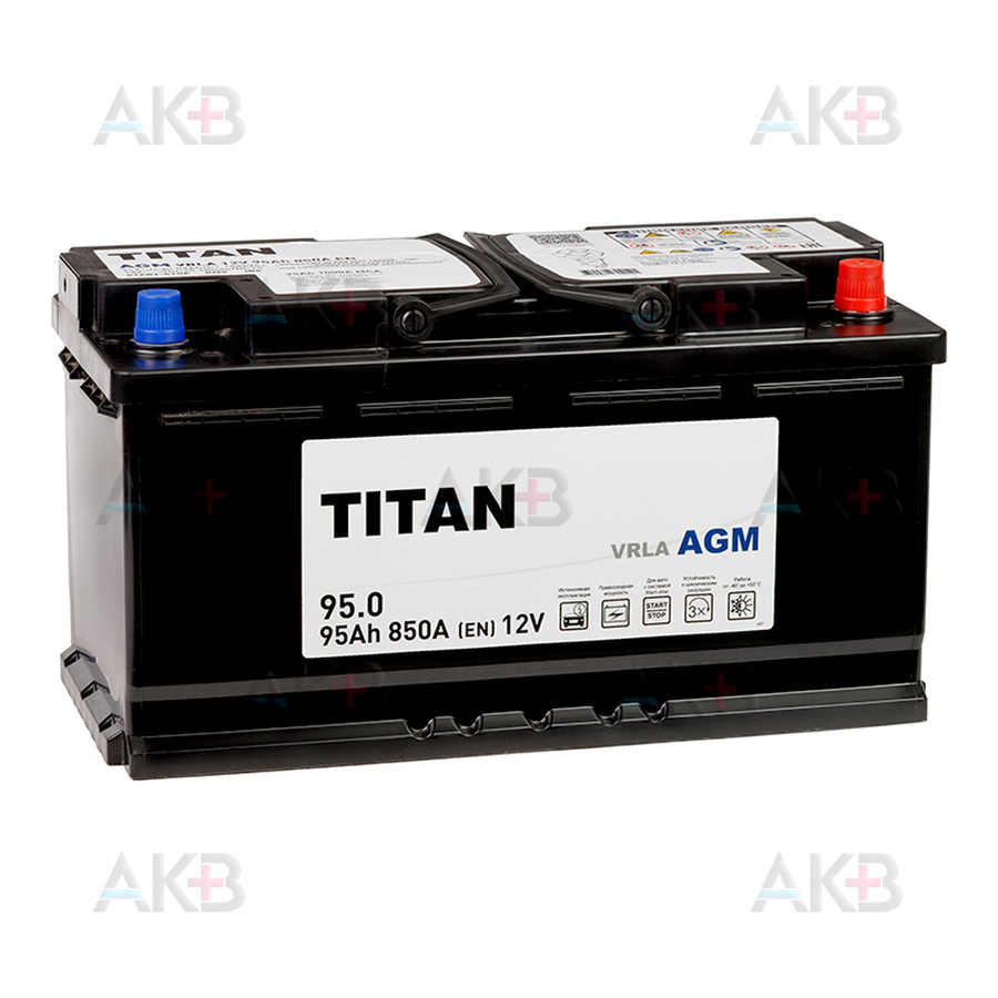 Автомобильный аккумулятор TITAN AGM 95Ah 850A (353x175x190) 6СТ-95.0 VRLA