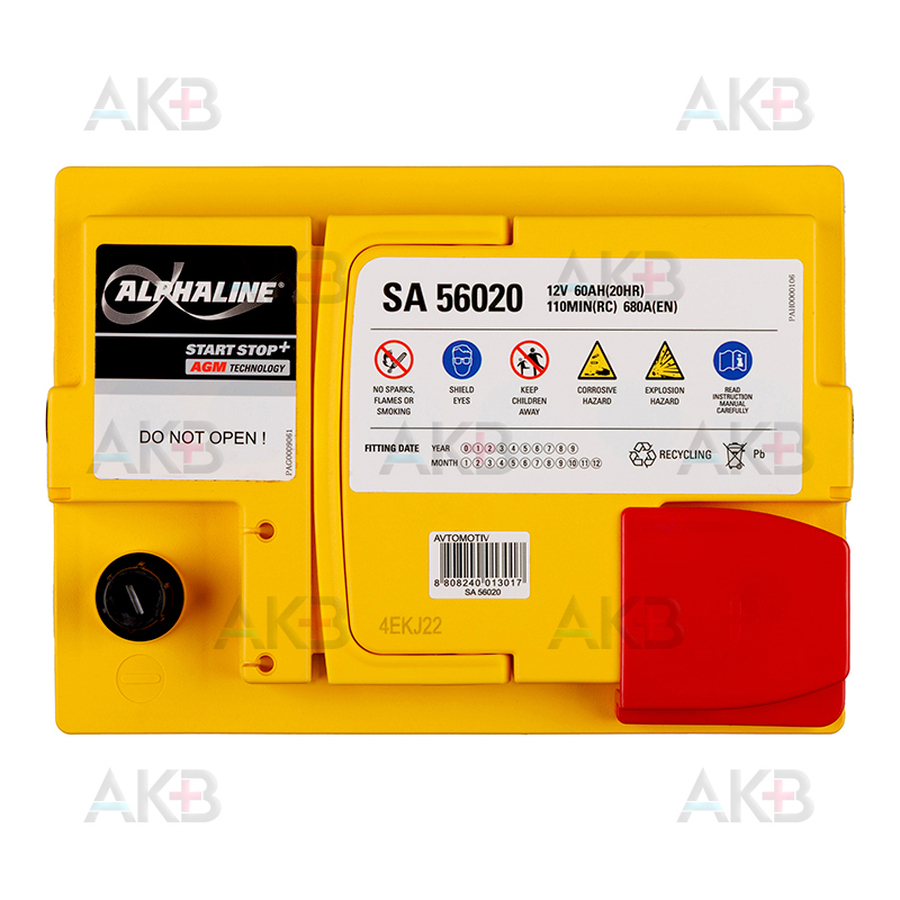Автомобильный аккумулятор Alphaline AGM 60 L2 680A (242x175x190) AX 56020