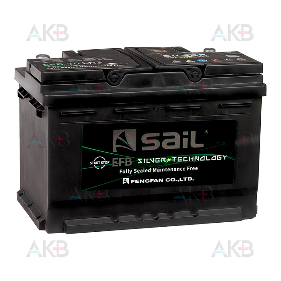 Автомобильный аккумулятор SAIL EFB 70 Ач 700A обр. пол. (278x175x190) Start Stop