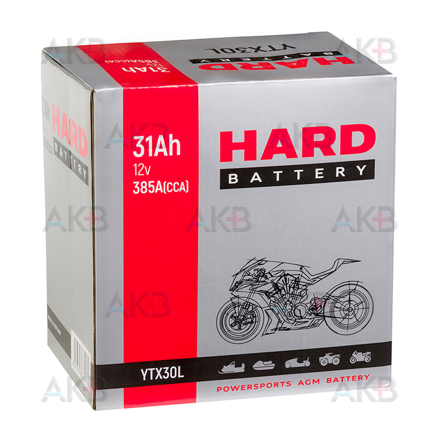 Мото аккумулятор HARD AGM 31 Ah 385А обр. пол. (168x126x175) CT 1231 YIX30L