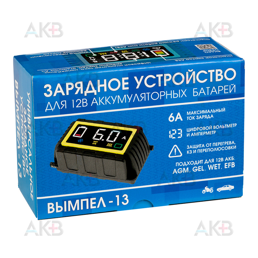 Зарядное устройство Вымпел 13 (0,4-6А перекл.12,9В-14,8В) авт., свет. дисплей