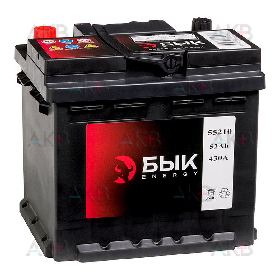 Автомобильный аккумулятор БЫК Energy 55210 52Ah 430A обр. пол. (205x175x190)