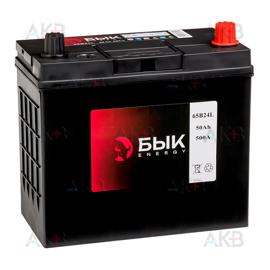 Автомобильный аккумулятор БЫК Energy 65B24L 50Ah 500A обр. пол. (236x129x225) станд. клемы