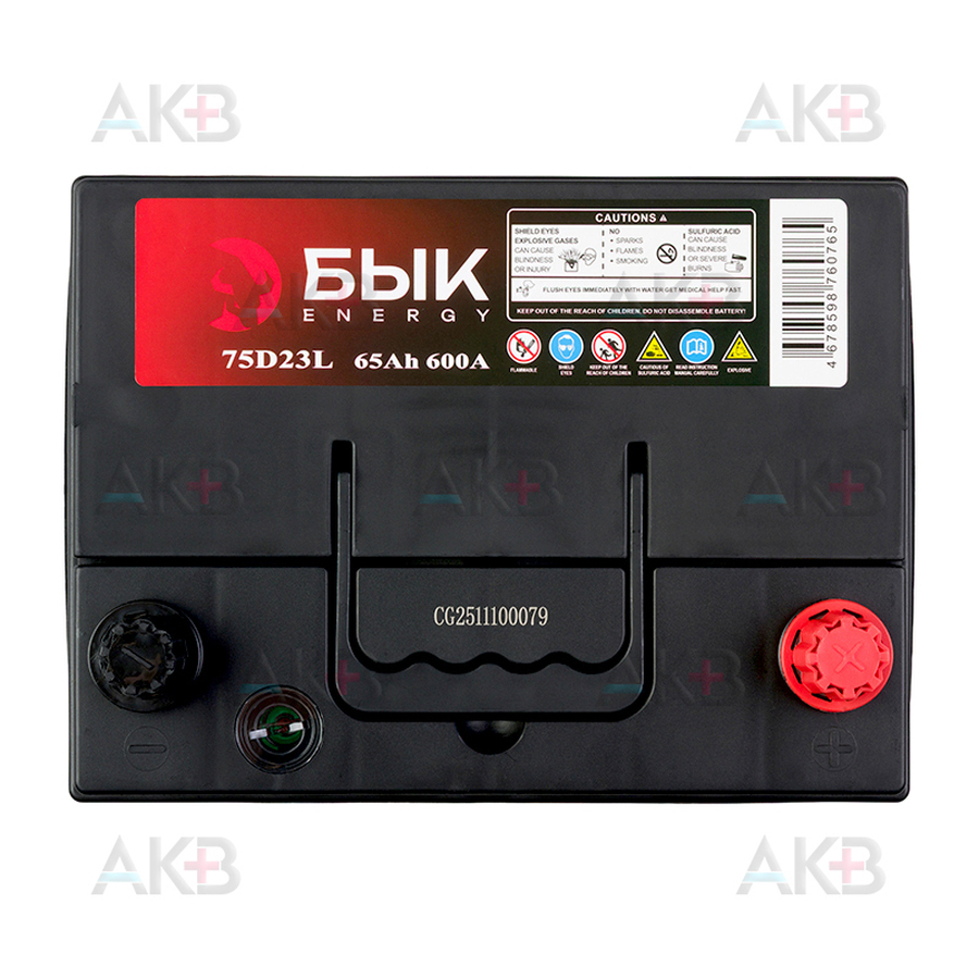 Автомобильный аккумулятор БЫК Energy 75D23L 65Ah 600A обр. пол. (230x170x225) бортик
