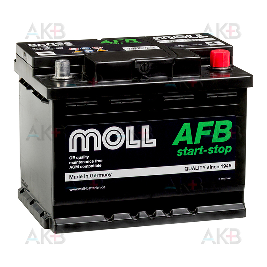 Автомобильный аккумулятор MOLL AFB 66 Ач 680A обр. пол. (242x175x190) 86066 Start Stop