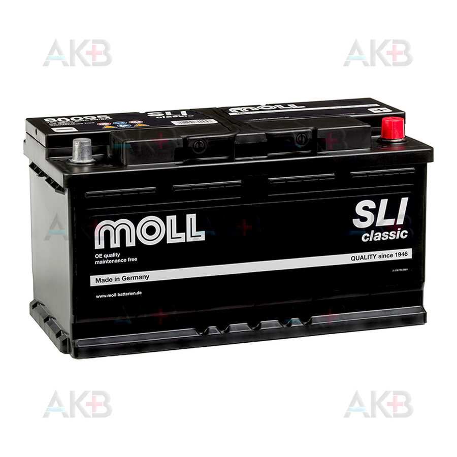 Автомобильный аккумулятор Moll SLI classic 95 Ач 800А обр. пол. (353х175х190) 80095