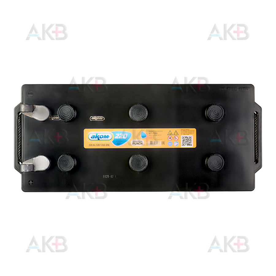 Автомобильный аккумулятор Аком 220 Ач обр. пол. 1350А (513x215x223) клеммы под болт