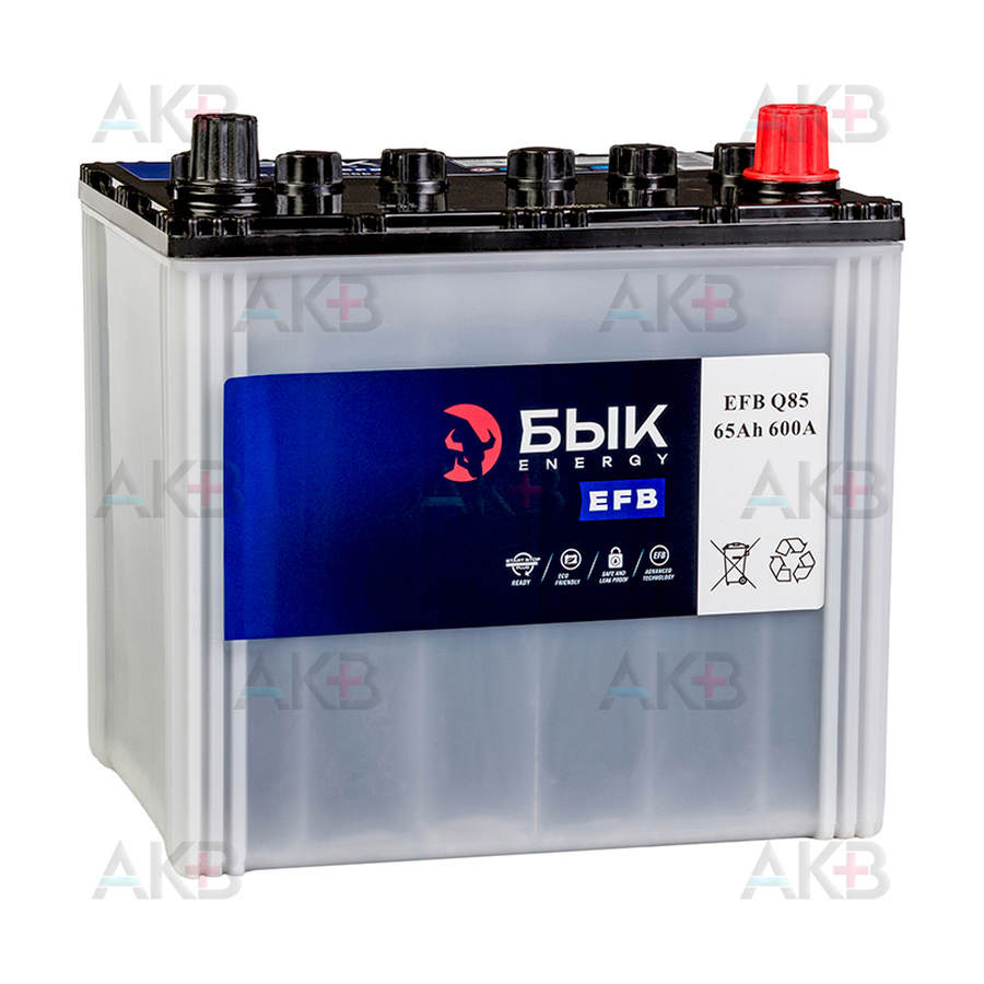 Автомобильный аккумулятор БЫК Energy EFB Q85 65 Ah 600A (230x170x225) обратная полярность
