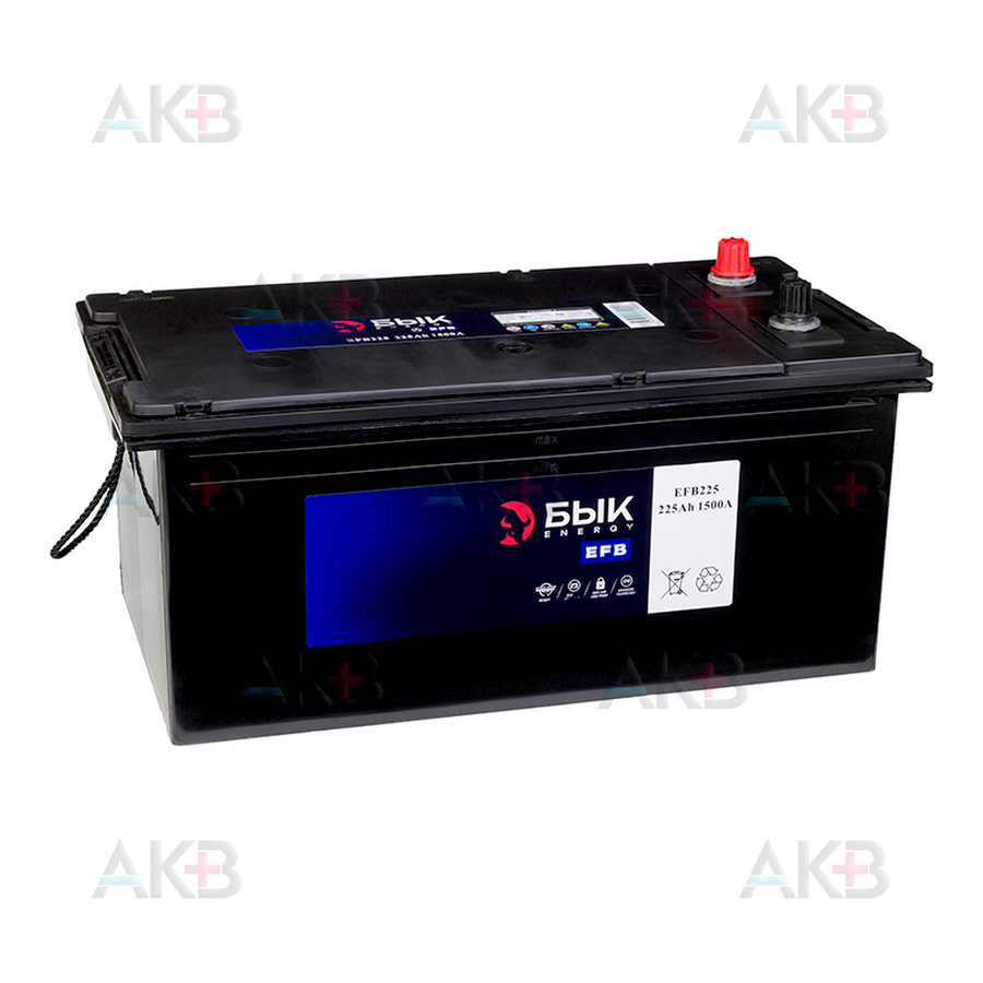 Автомобильный аккумулятор БЫК Energy EFB 225Ah 1500A прям. пол. (517х275х231)