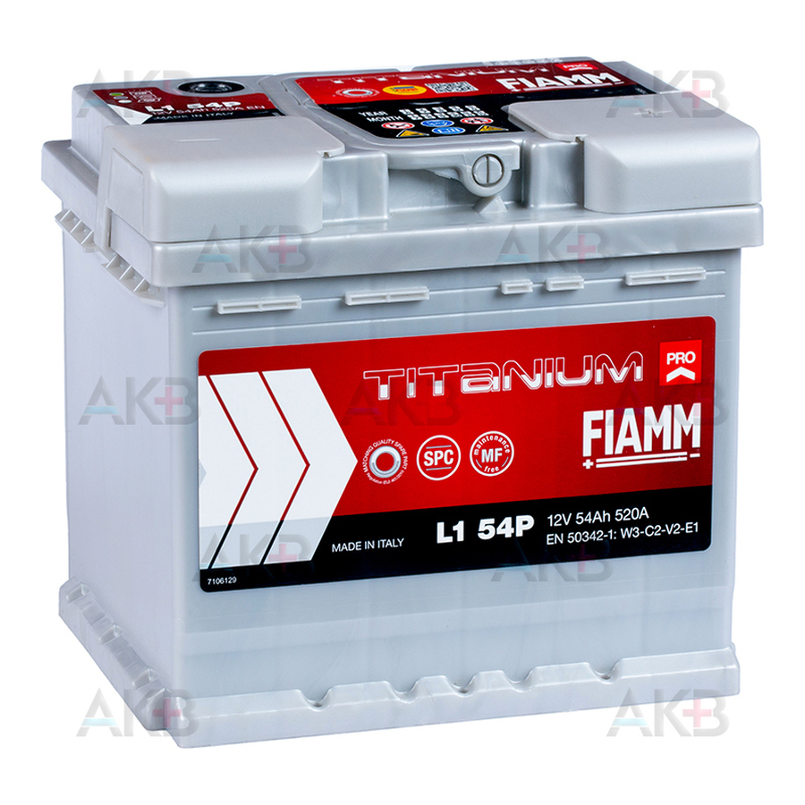 Автомобильный аккумулятор Fiamm Titanium Pro 54 Ач 520A обр. пол. (207x175x190) L1 54P