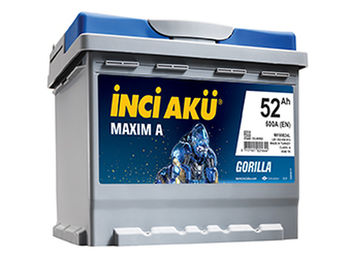 Автомобильный аккумулятор INCI AKU MAXIMA GORILLA 52 Ач 500A обр. пол. (207x175x175)
