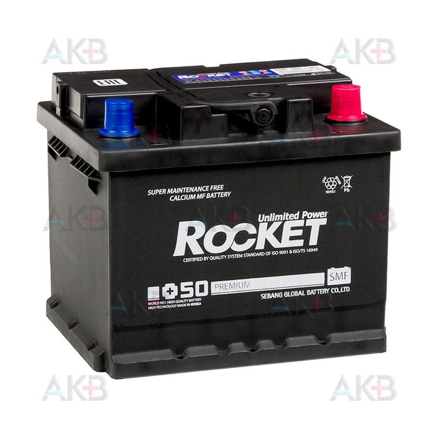 Автомобильный аккумулятор Rocket 50Ah 500A обр. пол. (207x175x175) SMF 50L-LB1