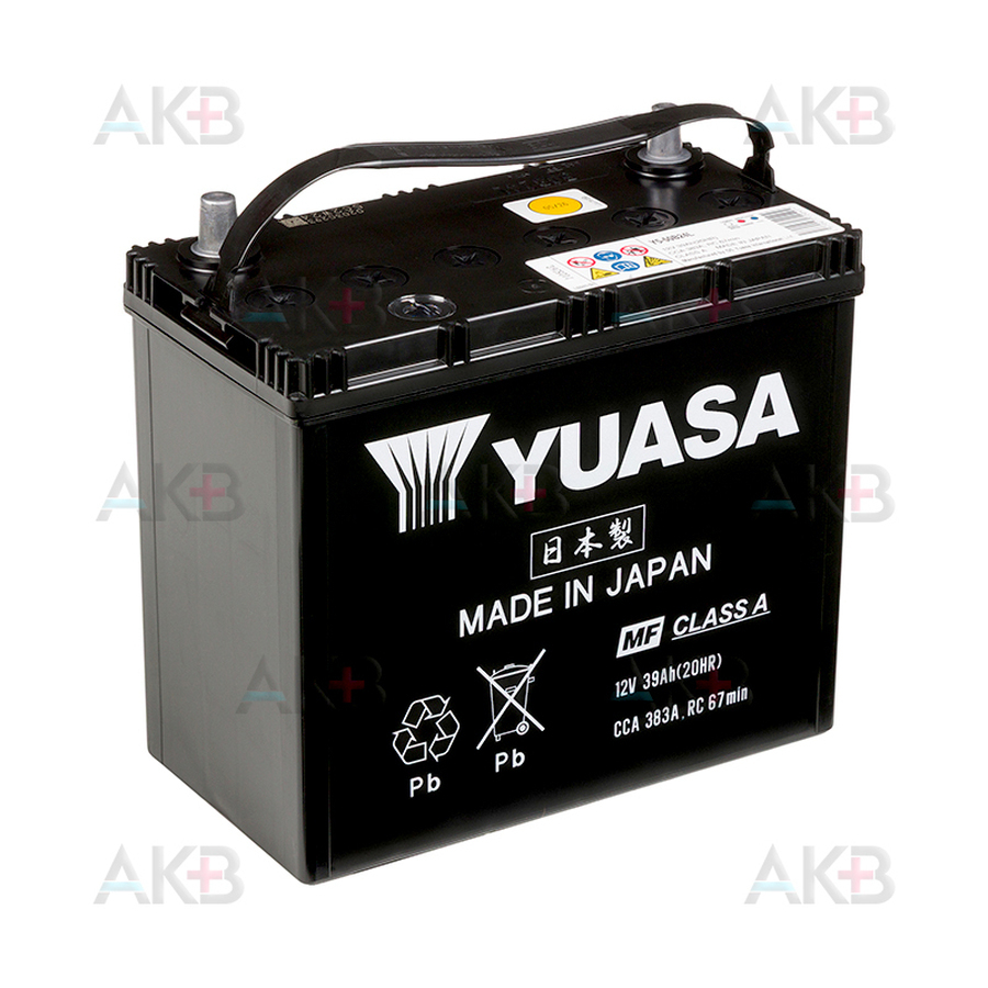 Автомобильный аккумулятор YUASA Y5 50B24R 39Ah 383A прям. пол. (238x128x227) Made in Japan