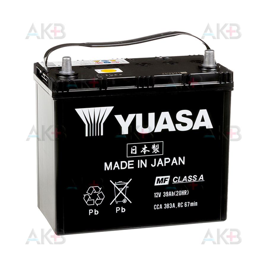 Автомобильный аккумулятор YUASA Y5 50B24R 39Ah 383A прям. пол. (238x128x227) Made in Japan
