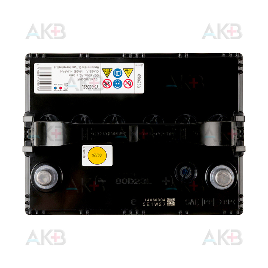 Автомобильный аккумулятор YUASA Y5 80D23L 67Ah 520A обр. пол. (232x173x225) Made in Japan