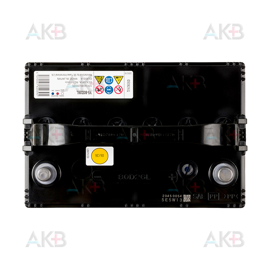 Автомобильный аккумулятор YUASA Y5 80D26L 62Ah 541A обр. пол. (260x173x225) Made in Japan