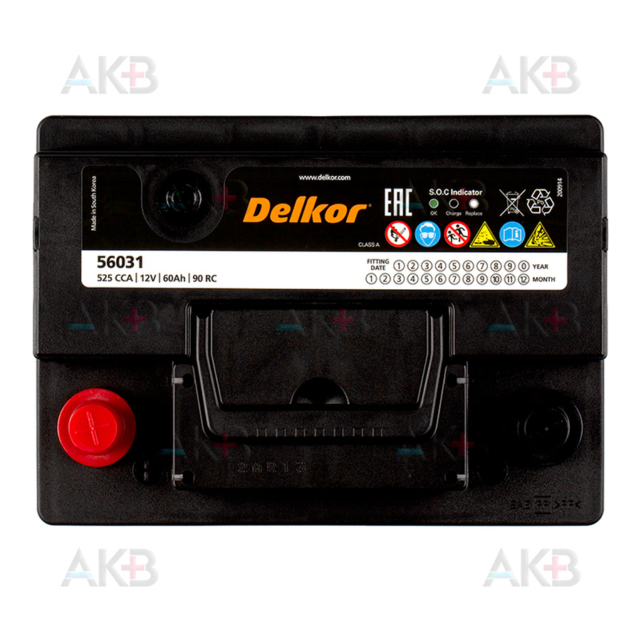 Автомобильный аккумулятор Delkor 56031 (60L 525A 241x174x188)
