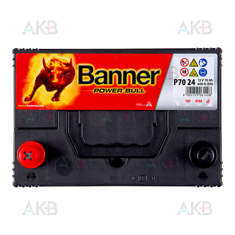 Автомобильный аккумулятор BANNER Power Bull ASIA (70 24) 70L 600A 260x174x222
