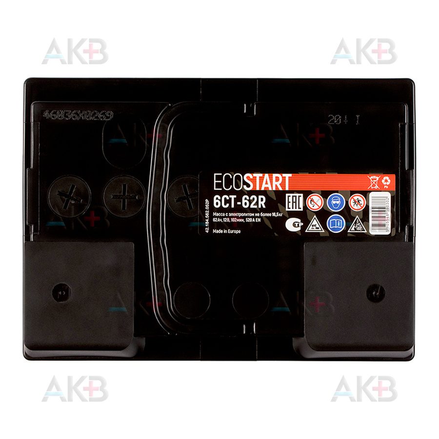 Автомобильный аккумулятор Ecostart 62R (520А 242x175x190)