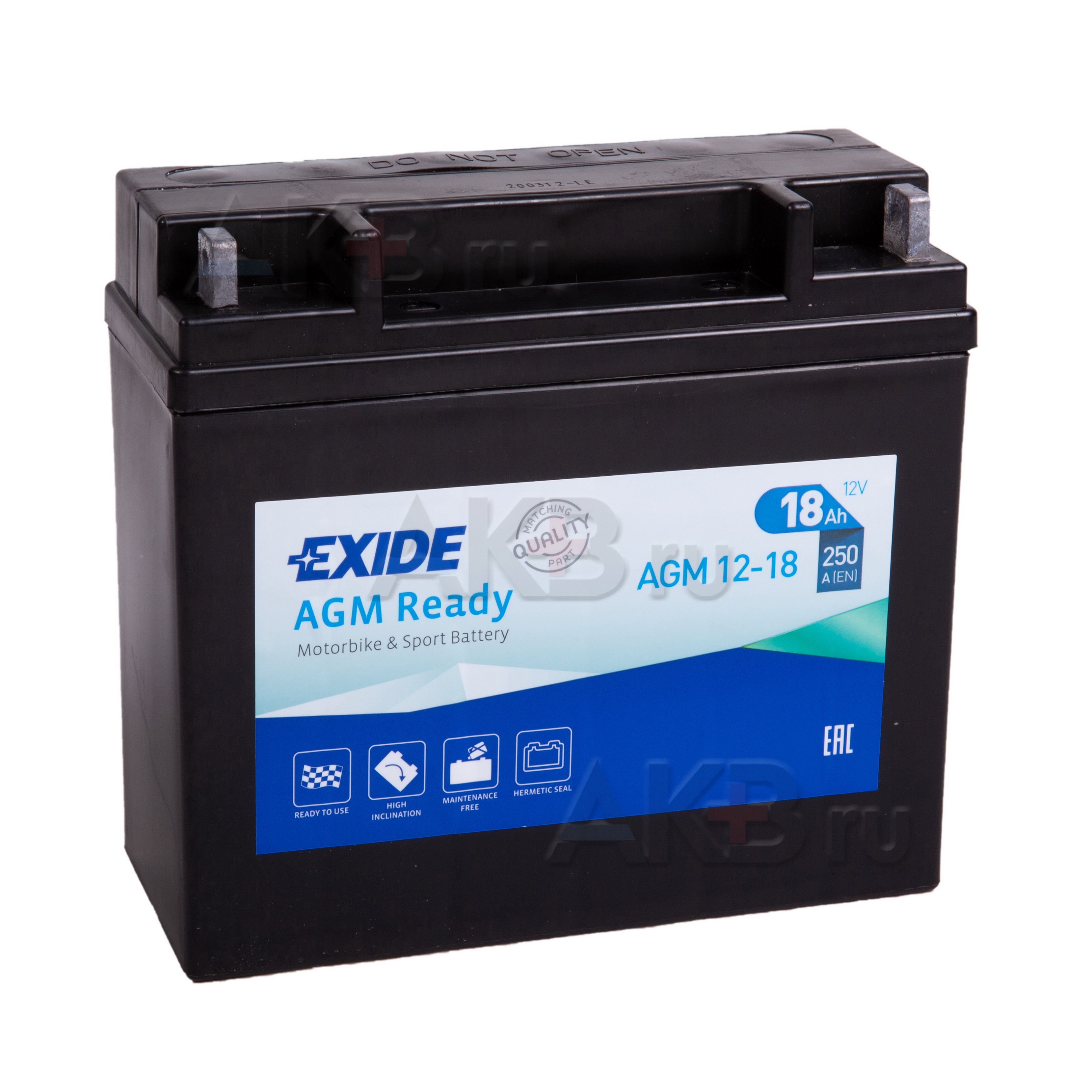 Купить Мото аккумулятор Exide AGM Ready 12-18 12V 18Ah 250A (182x77x168 ...