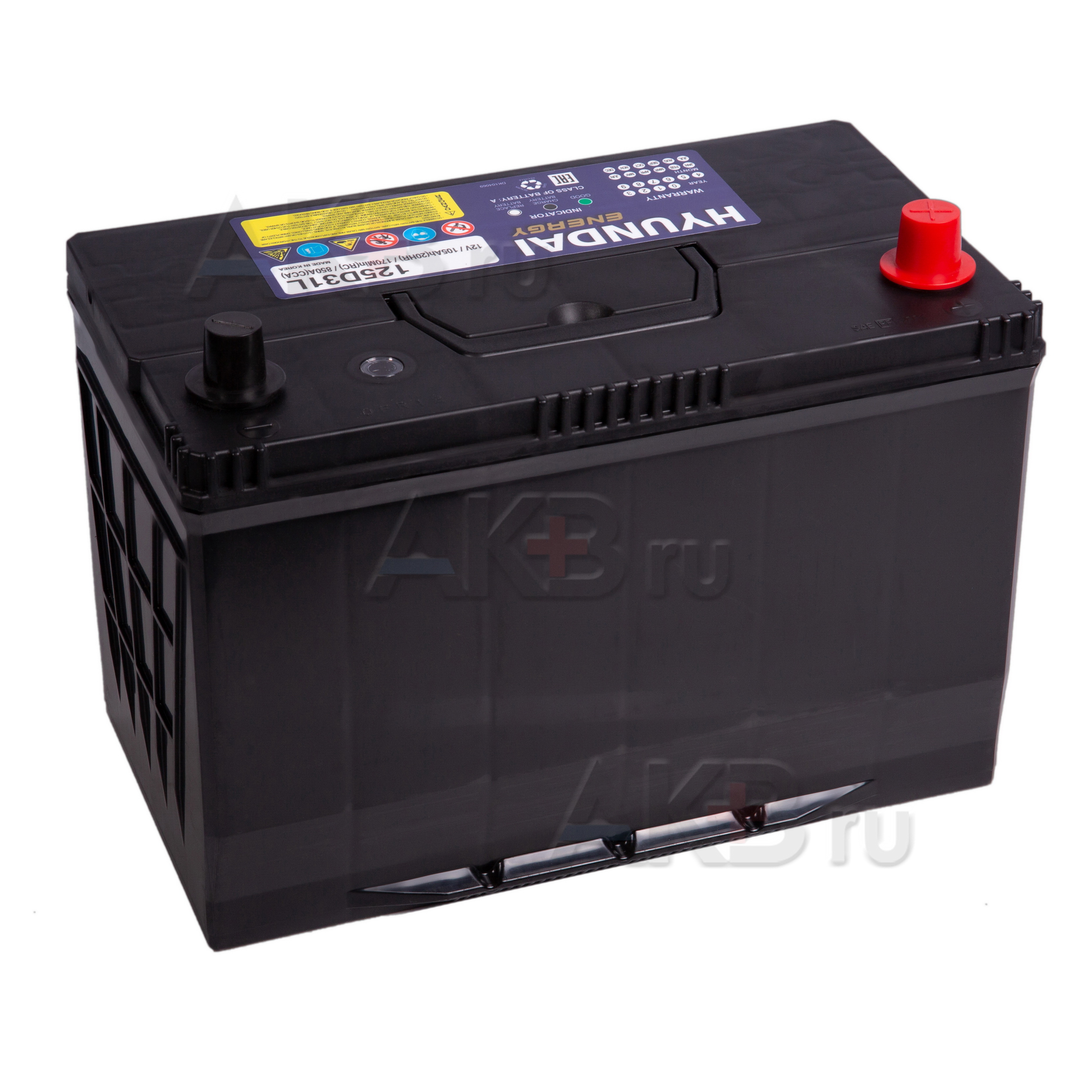 Купить Автомобильный аккумулятор HYUNDAI 125D31L 12V 105Ah 850A ...