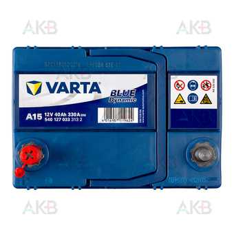 Автомобильный аккумулятор Varta Blue Dynamic A15 40L 330A 187x127x227(540127033). Фото 1