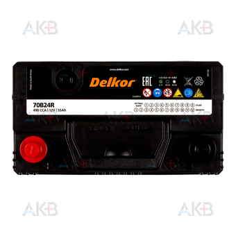 Автомобильный аккумулятор Delkor 70B24R (55L 480A 238x129x227). Фото 1