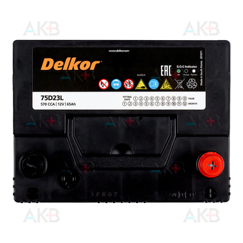 Автомобильный аккумулятор Delkor 75D23L (65R 570A 232x173x225). Фото 1