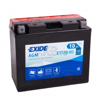 Exide AGM сухозаряж. ET12B-BS 12V 10Ah 160A (150x70x130) прям. пол.