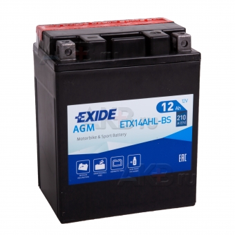 Exide AGM сухозаряж. ETX14AHL-BS 12V 12Ah 210A (134x91x164) обр. пол.
