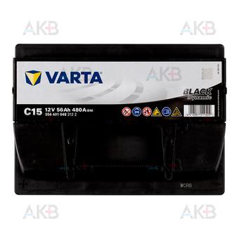 Автомобильный аккумулятор Varta Black Dynamic C15 56L 480A 242x175x190. Фото 1