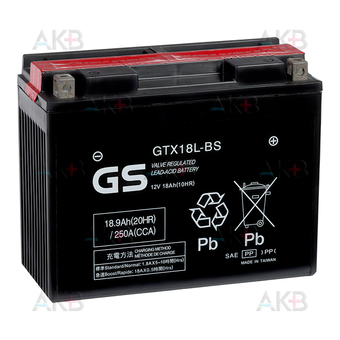 GS GTX18L-BS 12V 18,9Ah 250А (207x91x164) обр. пол. AGM сухозаряж. GS YUASA