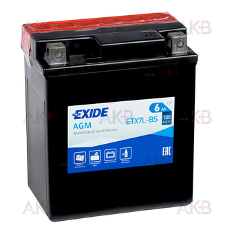 Exide AGM сухозаряж. ETX7L-BS 12V 6Ah 100A (114x71x131) обр. пол.