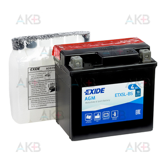 Exide AGM сухозаряж. ETX5L-BS 12V 4Ah 70A (113x70x105) обр. пол.
