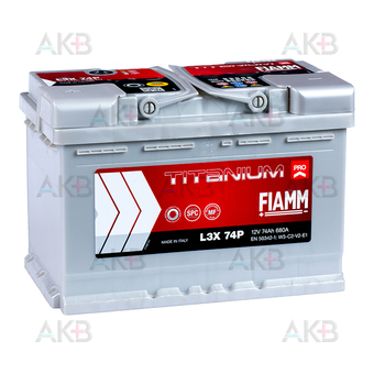 Fiamm Titanium Pro 74 Ач 680A прям. пол. (278x175x190) L3X 74P