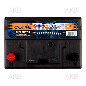 Автомобильный аккумулятор Alphaline SD 95D26R 80L 700A 260x172x220. Фото 1