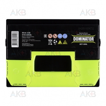 Автомобильный аккумулятор Dominator 55L 510А 242x175x190. Фото 1