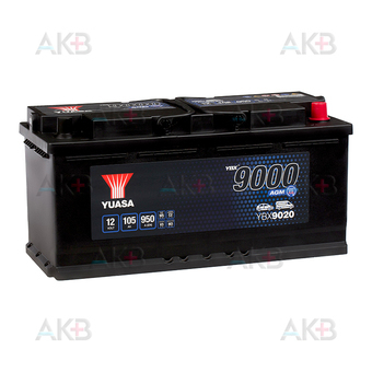 YUASA YBX9020 105 Ач 950А обр. пол. (393x175x190) AGM