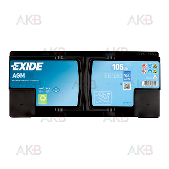 Автомобильный аккумулятор Exide Start-Stop AGM 105R (950А 393x175x190) EK1050. Фото 1