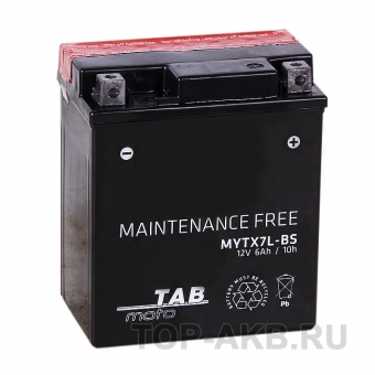 TAB Moto Maintenance free MYTX7L-BS 12V 6Ah 85A (114x71x131) обр. пол. AGM сухоз.