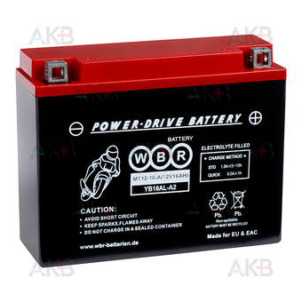 WBR MT12-16A AGM 16 Ач 250А обратная пол.(205x87x162) YB16AL-A2
