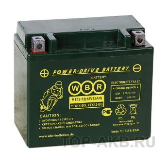 WBR MT12-12 AGM 12 Ач 180А прямая пол.(150x87x130) YTX14-BS, YTX12-BS