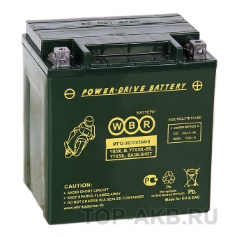 WBR MT12-30 AGM 30 Ач 385А обратная пол. (166х126х175) YTX30L, YB30L-B, YTX30L-BS, BA30LSHDT