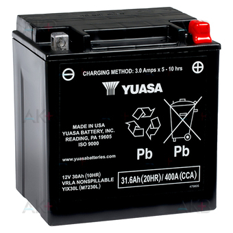 Yuasa YIX30L 31.6 Ач 400 (166х126х175) обр. пол. AGM
