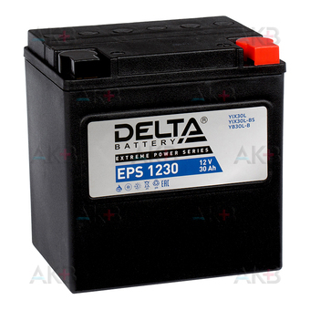 Delta EPS 1230, 12V 30Ah, 360А (166х126х175) YTX30HL-BS, YTX30L-B, YTX30L обратная пол. NANO-GEL