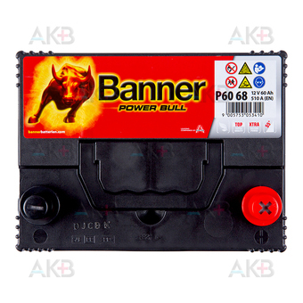 Автомобильный аккумулятор BANNER Power Bull (60 68) 60R 510A 232x173x225. Фото 2