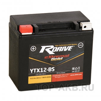 RDrive YTX12-BS  12V 10Ah 180А прям. пол. AGM (150x87x130) eXtremal GOLD