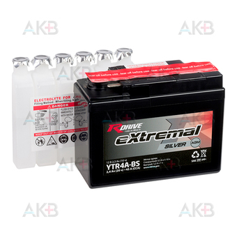 RDrive YTR4A-BS 12V 2,4Ah 45А клеммы T1/T2 сухозаряж. (114x49x86) eXtremal SILVER