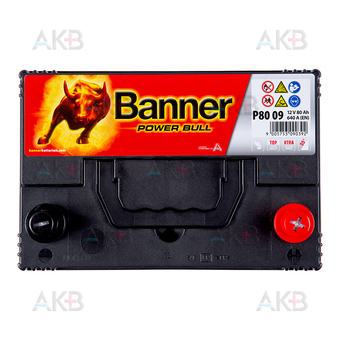 Автомобильный аккумулятор BANNER Power Bull (80 09) 80R 640A 260x173x227. Фото 2