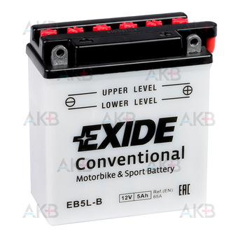 Exide Conventional EB5L-B 12V 5Ah 65A (120x60x130) обр. пол. (сухоз.)